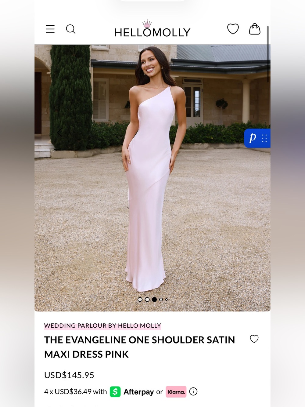 Backless Satin Slip Dress in Blush Pink